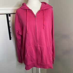 Gap Women’s Pink Hoodie Sweatshirt Zip Large Long Sleeve Cotton Blend